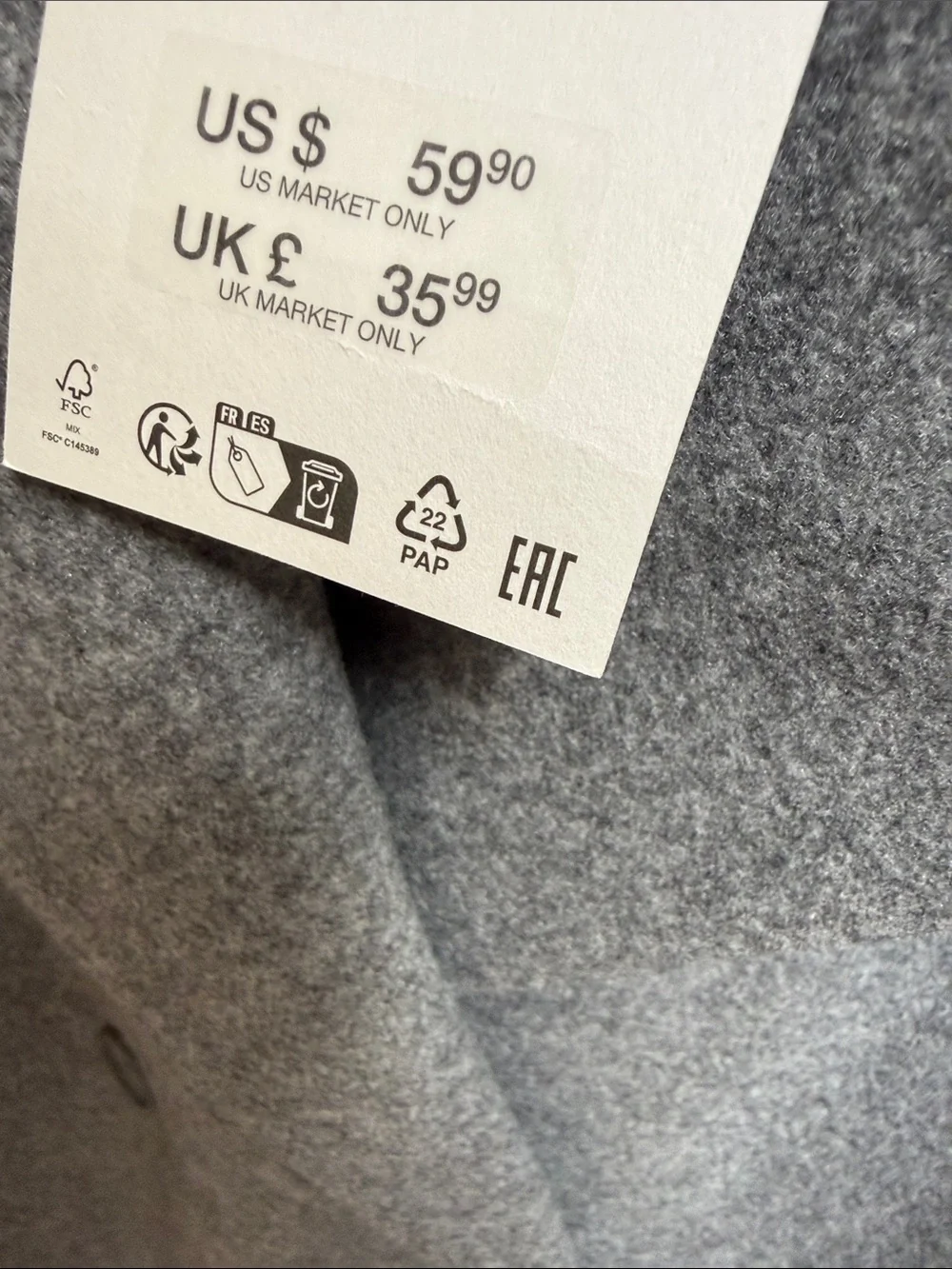ZARA double breasted coat gray